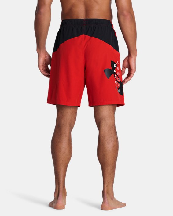 Men's UA Point Breeze Colorblock Volley Shorts, Red, pdpMainDesktop image number 1